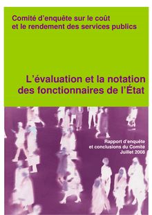 L évaluation et la notation des fonctionnaires de l Etat : rapport d enquête et conclusions du Comité - Juillet 2008
