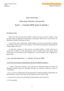 Prépa Sciences Po – Histoire – Plan détaillé – Dissertation – L’année 1979 dans le monde