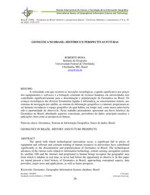 Geomatica no Brasil: histórico e perspectivas futuras. (Geomatics in Brazil: history and future prospects)