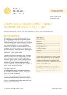 Getting to 100 billions, climate finance scenarios and projections to 2020
