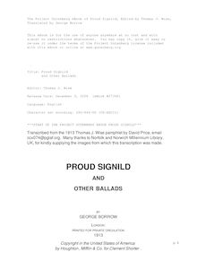 Proud Signild - and Other Ballads