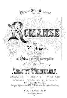 Partition complète, Romanze, Op.10, Romance for violin and piano (or orchestra) in E, Op.10
