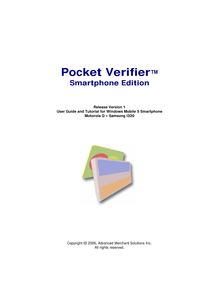Pocket Verifier User Guide and Tutorial for Windows Mobile 5 Smartphone