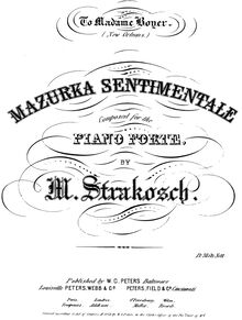 Partition complète, Mazurka Sentimental, Strakosch, Maurice