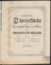 Partition , Toccata (color), 6 Klavierstücke, Hiller, Ferdinand