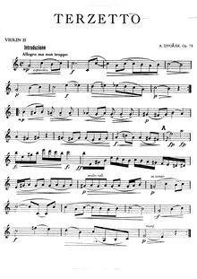 Partition violon 2, Terzetto, Terceto, C major, Dvořák, Antonín
