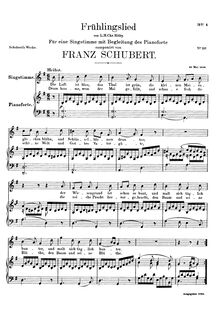 Partition complète, Frühlingslied, D.398, Spring Song, Schubert, Franz