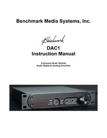 Benchmark Media Systems, Inc. DAC1 Instruction Manual