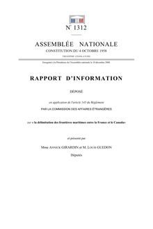 Rapport d information déposé (...) par la Commission des affaires étrangères sur la délimitation des frontières maritimes entre la France et le Canada