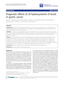 Prognostic effects of 25-hydroxyvitamin D levels in gastric cancer
