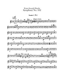 Partition trompette 1, 2 (en B♭), Symphony No.102 en B♭ major, Sinfonia No.102
