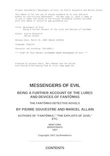 Messengers of Evil - Being a Further Account of the Lures and Devices of Fantômas
