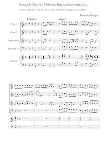 Partition Score et parties, 12 sonates pour Diverse Instruments par Godfrey Finger