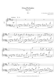 Partition Prelude No.1, Préludes Op.16, Scriabin, Aleksandr