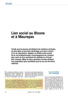 Territoires prioritaires du contrat de ville. Lien social au Blosne et à Maurepas (Octant n° 90)  