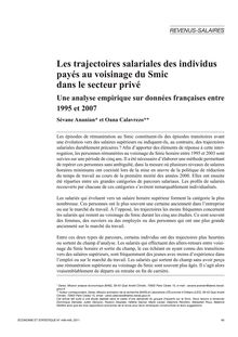 Les trajectoires salariales des individus payés au voisinage du Smic dans le secteur privé : une analyse empirique sur données françaises entre 1995 et 2007