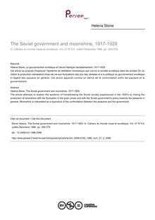 The Soviet government and moonshine, 1917-1929 - article ; n°3 ; vol.27, pg 359-379
