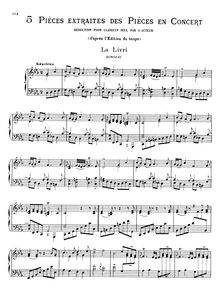 Partition 5 Pièces extraites pour clavecin seul par l auteur (scan), Pièces de clavecin en Concert