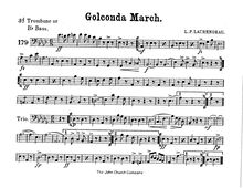 Partition Trombone 3, Golconda March, A♭ major and D♭ major, Laurendeau, Louis Philippe