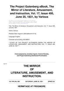 The Mirror of Literature, Amusement, and Instruction - Volume 17, No. 495, June 25, 1831