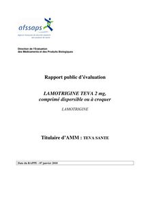 Lamotrigine 2 mg, comprimé dispersible ou à croquer