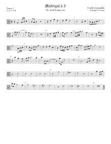 Partition ténor viole de gambe 1, alto clef, Madrigali A Cinque Voci. Quatro Libro par Carlo Gesualdo