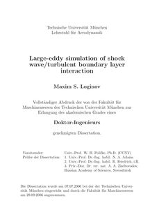 Large eddy simulation of shock wave, turbulent boundary layer interaction [Elektronische Ressource] / Maxim S. Loginov