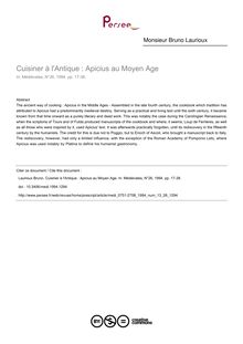 Cuisiner à l Antique : Apicius au Moyen Age - article ; n°26 ; vol.13, pg 17-38
