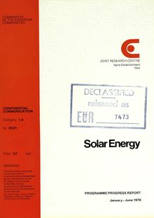 Solar Energy. Programme Progress Report January - June 1978