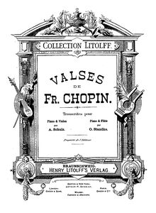 Partition de piano et partition de violon, valses, Chopin, Frédéric