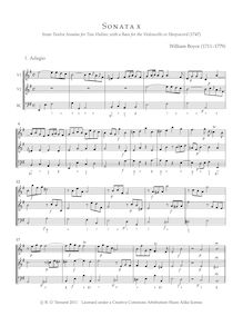 Partition Sonata No.10, 12 sonates pour 2 violons avec a basse pour pour violoncelle ou Harpsicord
