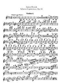 Partition violons I, Scherzo capriccioso, D♭ major, Dvořák, Antonín