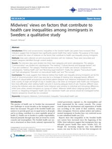 Midwives’ views on factors that contribute to health care inequalities among immigrants in Sweden: a qualitative study