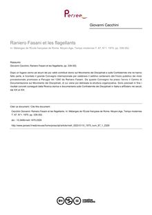 Raniero Fasani et les flagellants - article ; n°1 ; vol.87, pg 339-352