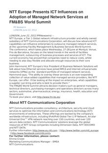 NTT Europe Presents ICT Influences on Adoption of Managed Network Services at FM&BS World Summit