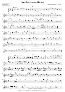 Partition hautbois 1, Symphonie No.2, E♭ major, Gossec, François Joseph