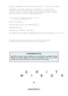 Critical Miscellanies (Vol. 3 of 3) - Essay 10: Auguste Comte