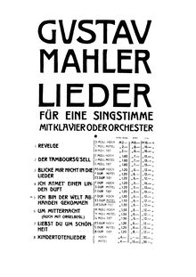 Partition complète, Rückert chansons, Mahler, Gustav