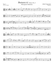Partition viole de basse 1, alto clef, Fantasia pour 6 violes de gambe, RC 76