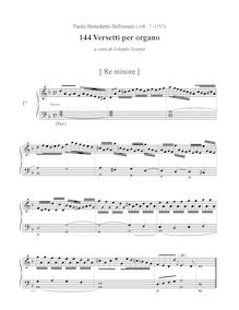 Partition , partie 1, 144 Versetti pour orgue, Bellinzani, Paolo Benedetto