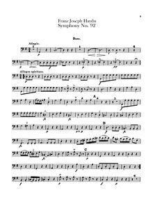 Partition Basses, Symphony No.92 en G major, “Oxford”, Sinfonia No.92