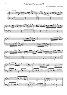 Partition No.2 en d minor, 6 préludes et Fugues, Sei Fughe e Preludie per Il Clavicembalo o Organo
