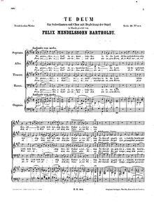 Partition complète, Te deum, WoO 29, Te Deum für Solostimmen und Chor mit Begleitung der Orgel, WoO 29