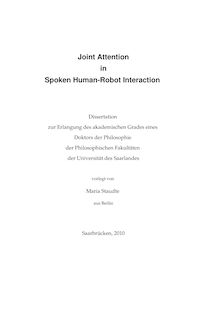 Joint attention in spoken human-robot interaction [Elektronische Ressource] / vorgelegt von Maria Staudte