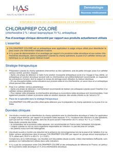 CHLORAPREP COLORE - Synthèse d avis CHLORAPREP CT-9127
