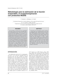Metodología para la estimación de la facción evaporable y la evapotranspiración con productos MODIS