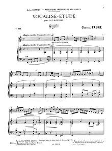 Partition complète, Vocalise-étude, Fauré, Gabriel par Gabriel Fauré