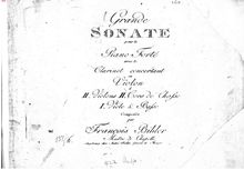 Partition parties complètes, Grande Sonate pour le Piano Forte avec le clarinette concertant ou Violon, a 2 Violons, 2 Cors de Chasse, 1 Viole & Basso