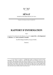 Monnaies virtuelles - Rapport d information du Sénat