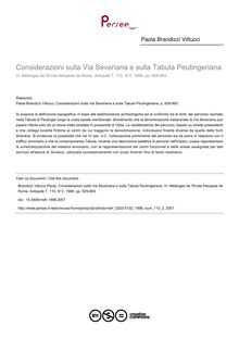 Considerazioni sulla Via Severiana e sulla Tabula Peutingeriana - article ; n°2 ; vol.110, pg 929-993